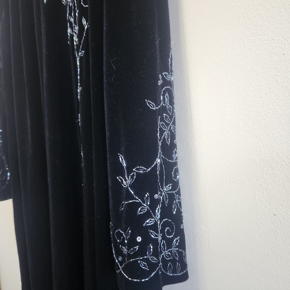 Patra Vtg Mother Beaded Velour Velvet 24W Dress Black Long Evening Goth 90s Y2K - Picture 4 of 10